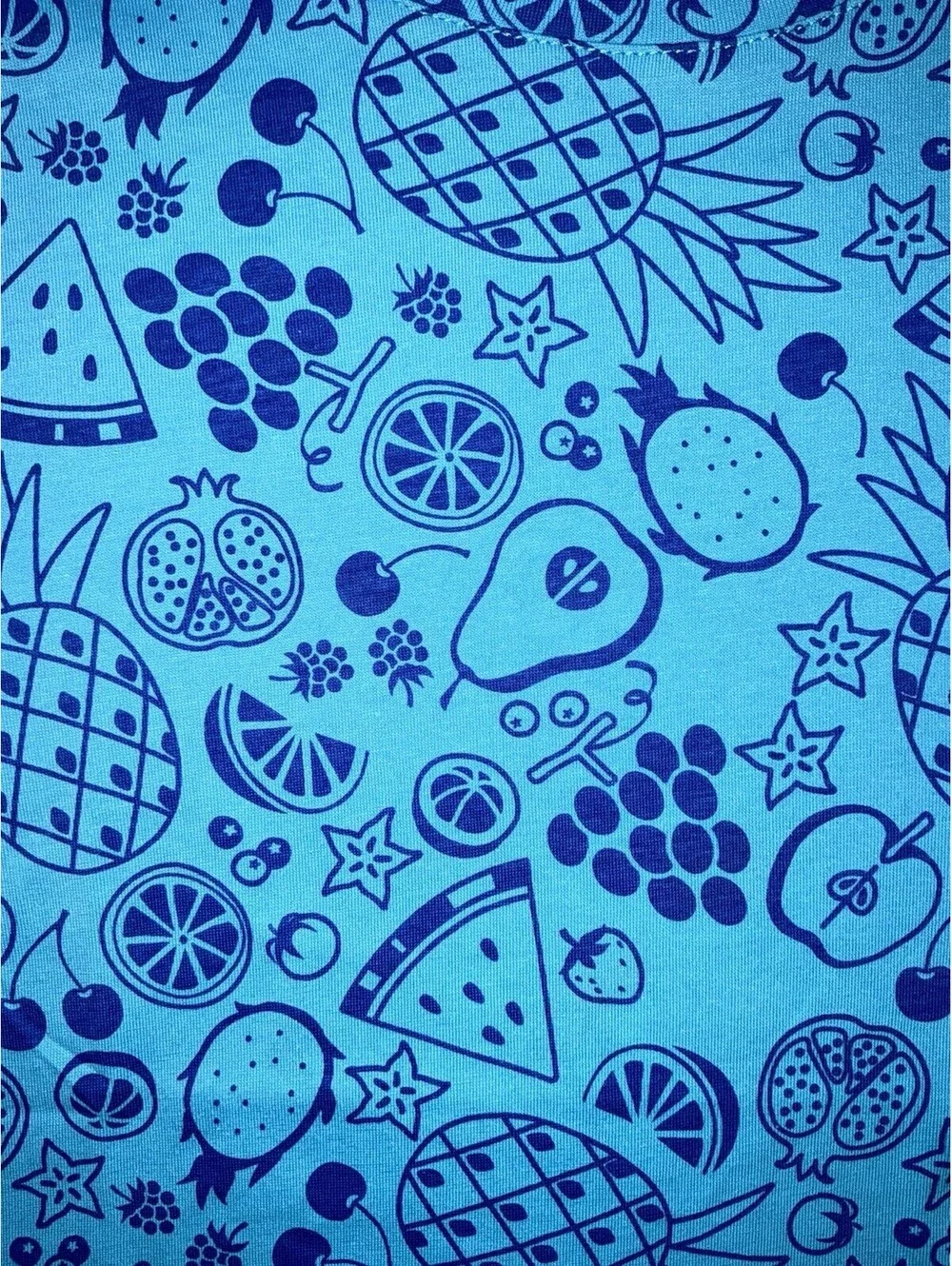 BCG Girls XL 16 SS Blue - Fruit All Over - Shirt NWT